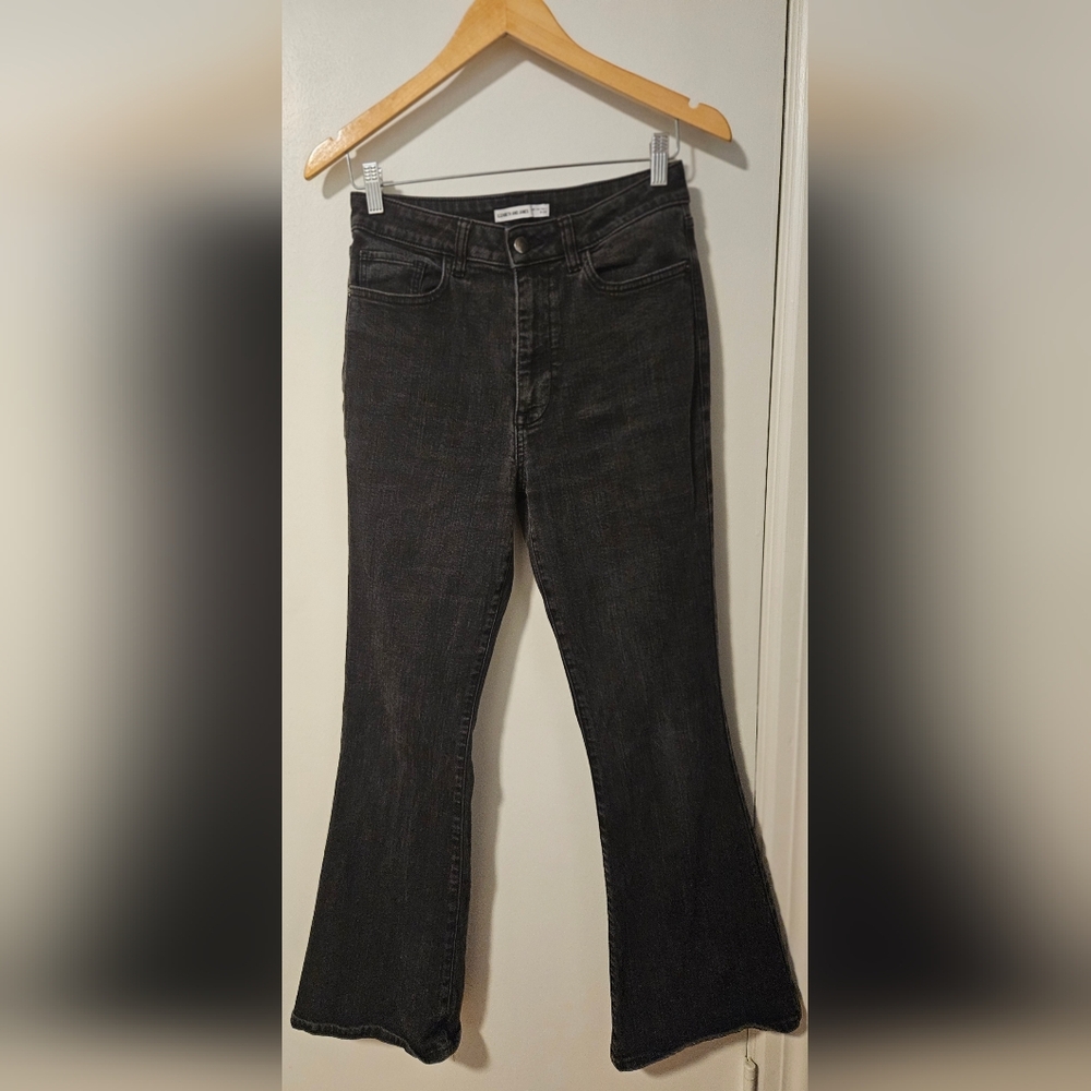 Elizabeth and James Black High Rise Flare Jeans